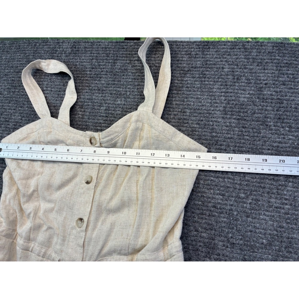 Lucky Brand Womens Beige Linen Blend Button Front Tiered Maxi Dress Cottage SZ M - Picture 7 of 9